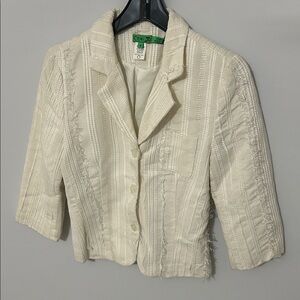 Tibi Cream Textured Blazer